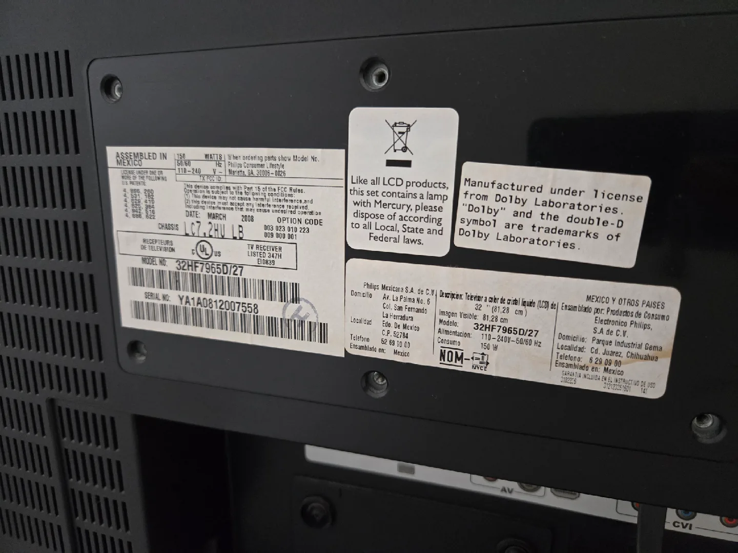 Philips 32" LCD TV image indicator(2)