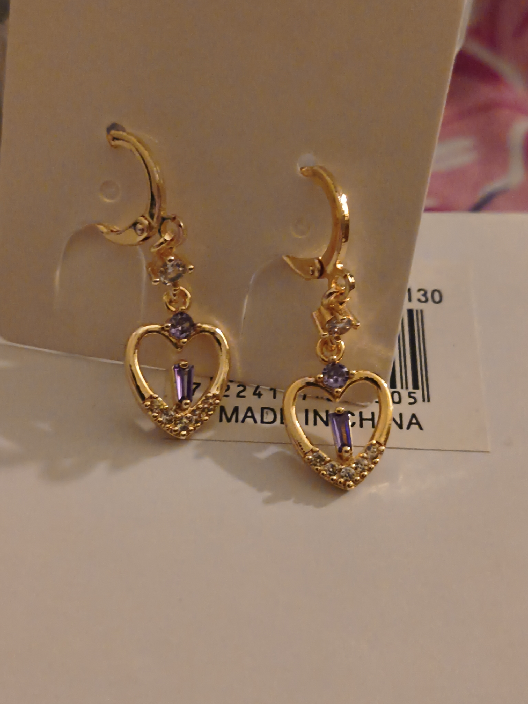 Gold Heart Dangle Earrings