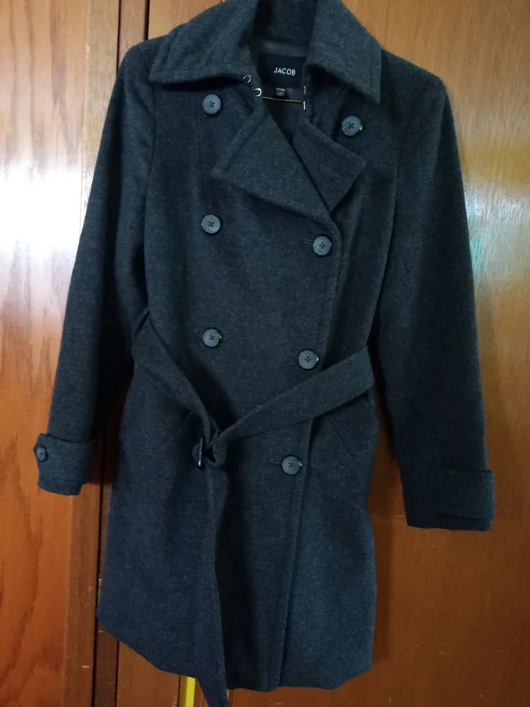 Jacob TP/X Ladies Petite Wool Blend Coat - dark Grey