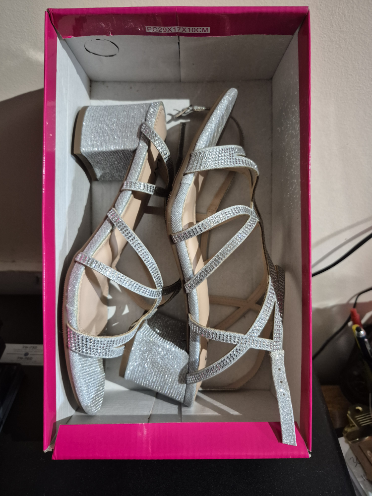 Taxi Laurel-01 Silver Glitter Heels - Size 40 - photo 4