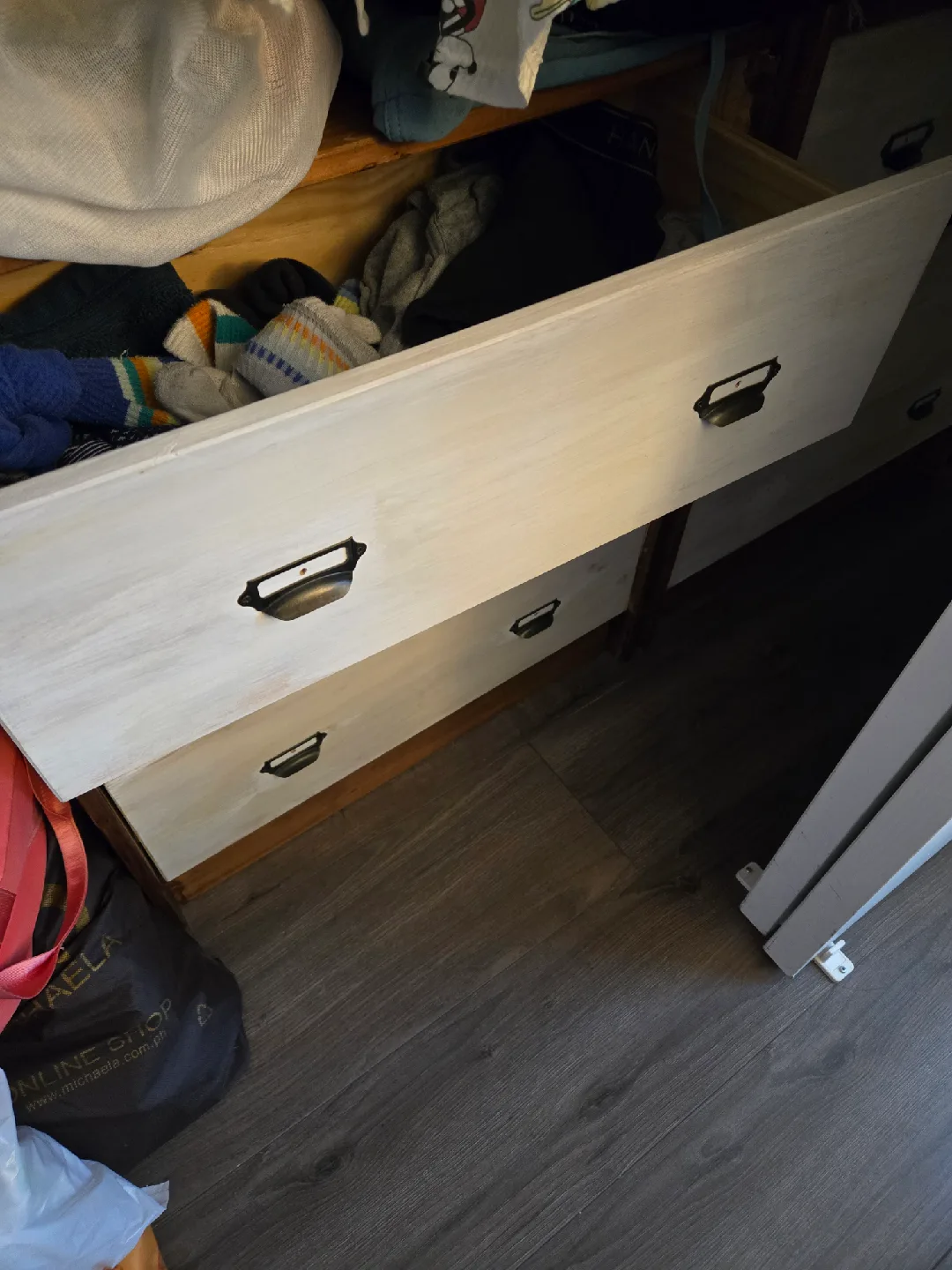 Two White Wooden 3-Drawer Dresser image indicator(2)