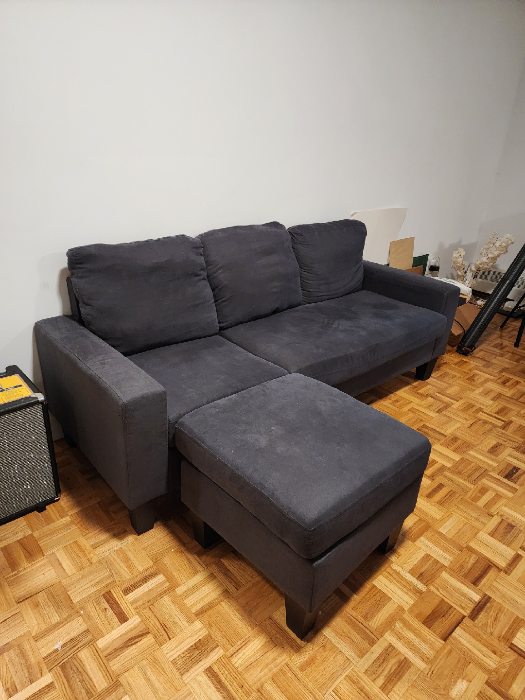 Grey Sofa with Ottoman