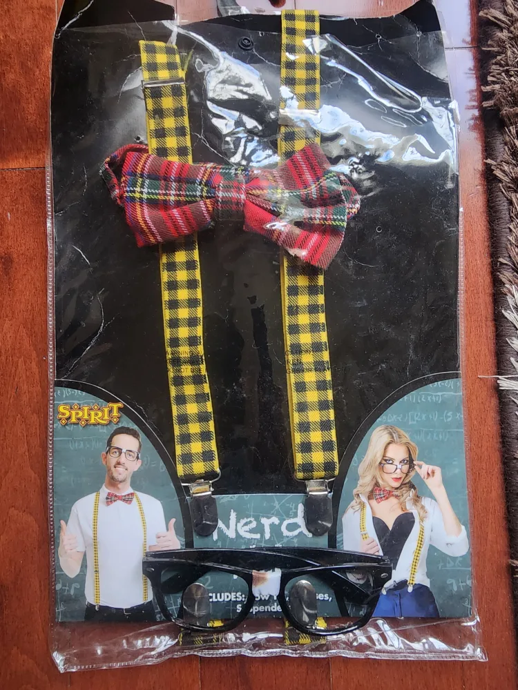 Spirit Nerd Costume Set - Bowtie, Suspenders, Glasses thumbnail