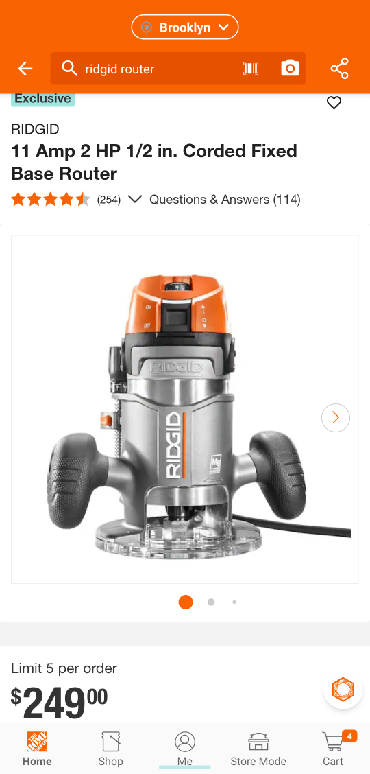 RIDGID 2 HP 1/2 in. Fixed Base Router Model # R22002 - photo 3