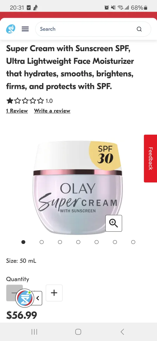 Olay Mini Super Cream Ultra Lightweight Face Moisturizer thumbnail