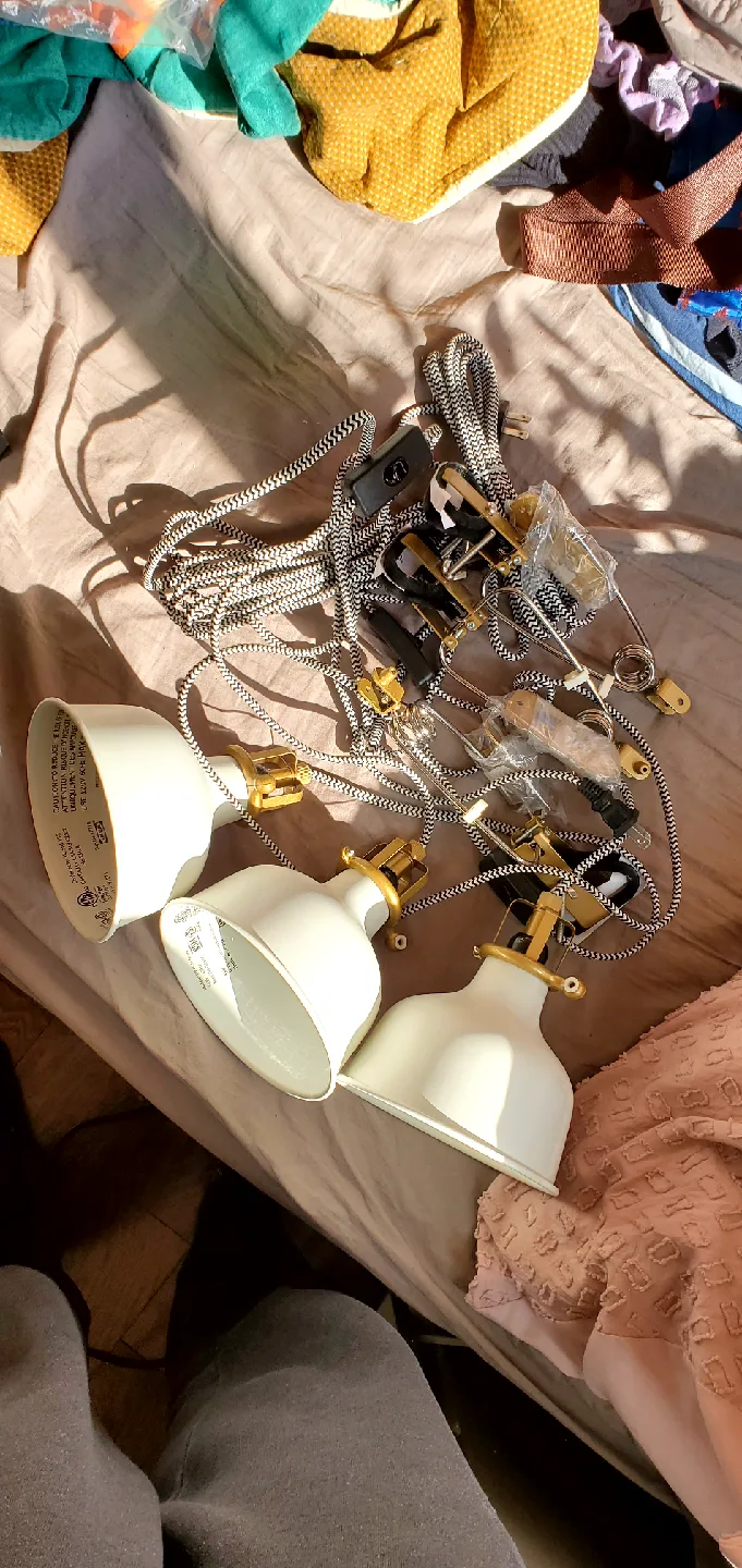 IKEA RANARP x 3 White & Gold Wall Clamp Spotlights Set