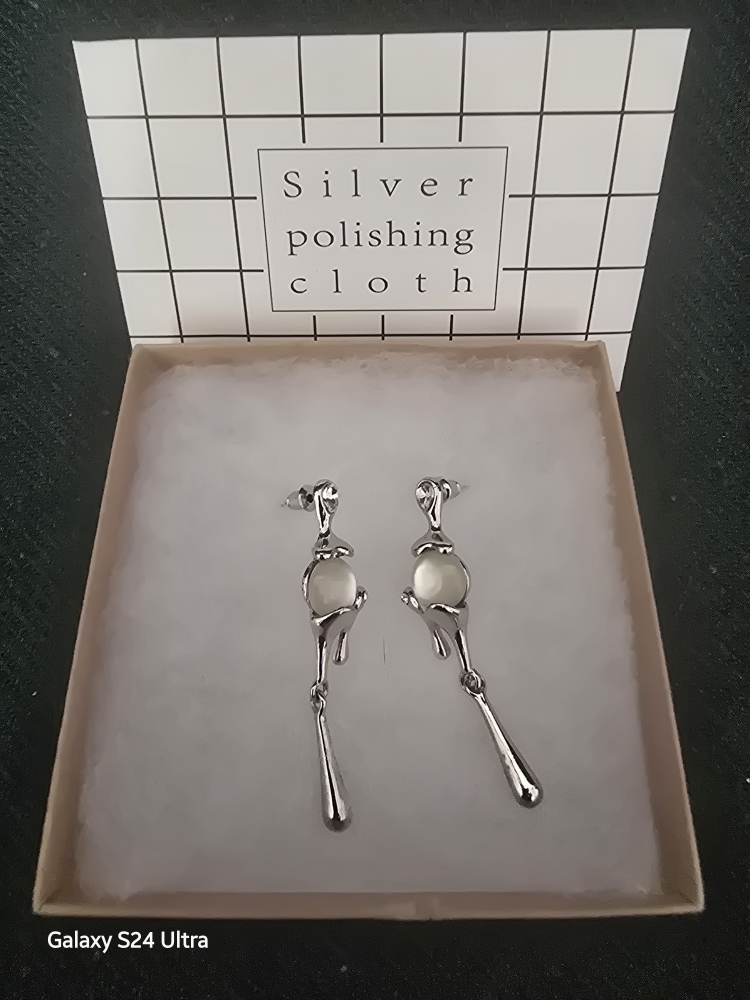 Silver Dangle Earrings, New in Box - S925 - photo 2