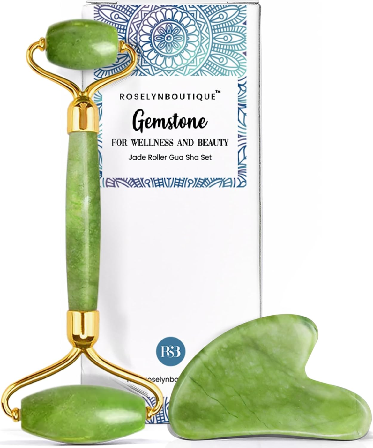 Jade Roller and Gua Sha Set for Beautiful Skin Detox