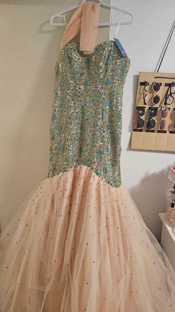 Strapless Beaded Mermaid Gown