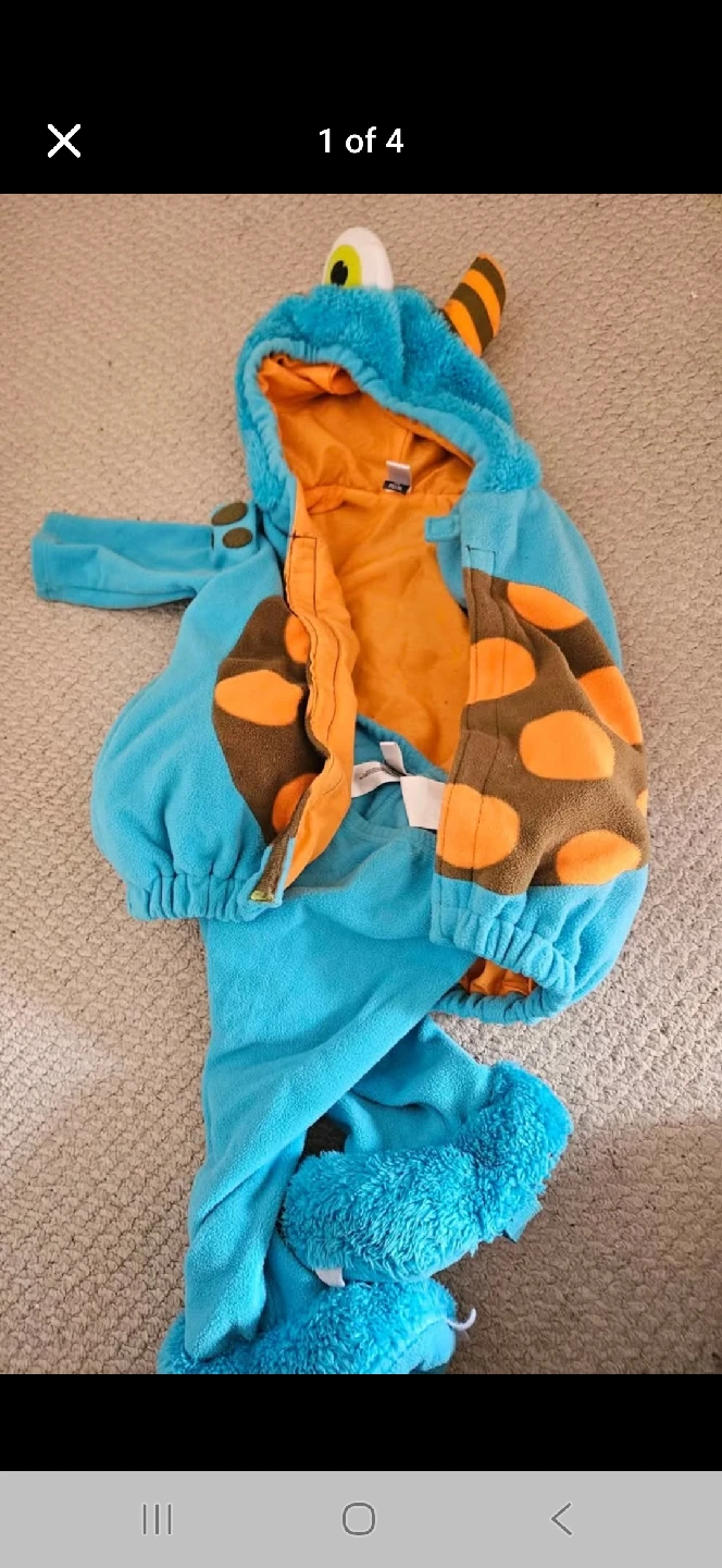Blue Monster Costume - Size 12-24 Months