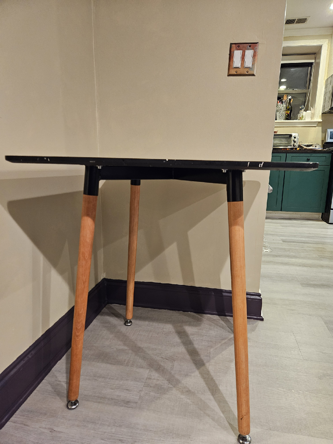 Square Black Table with Wood Legs - photo 3