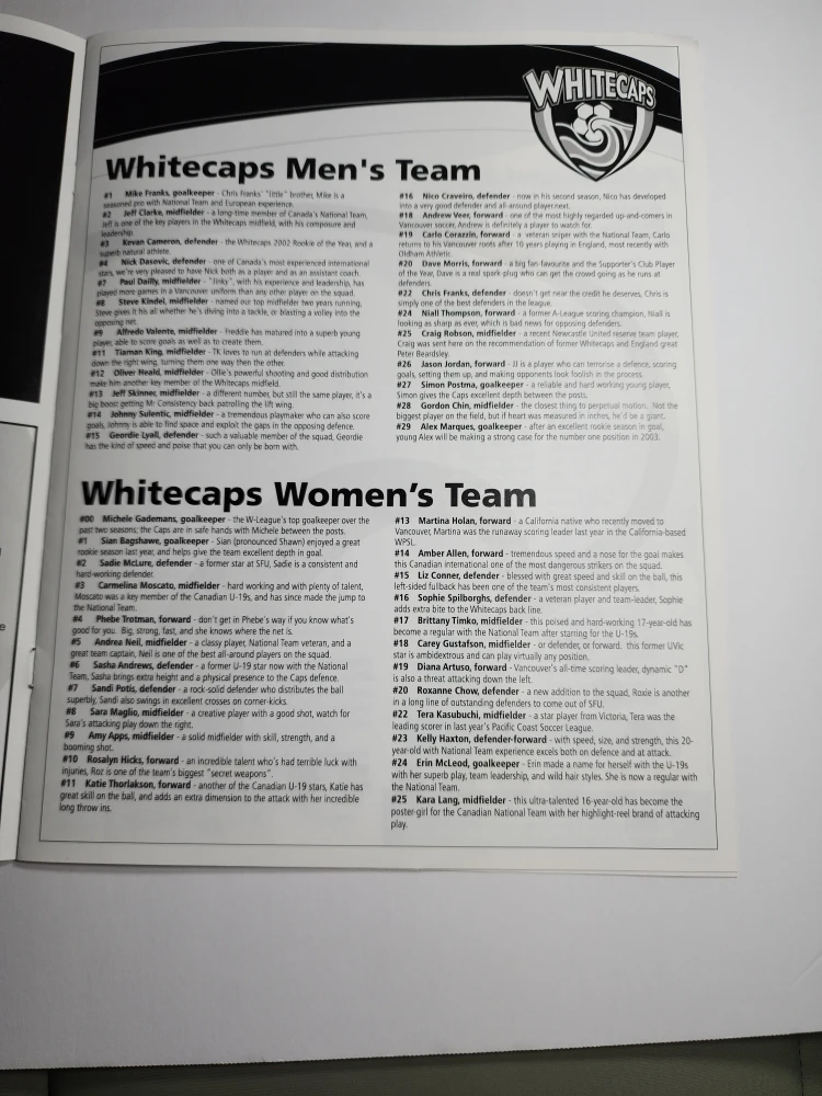 Vancouver Whitecaps 2003 Program - photo 3