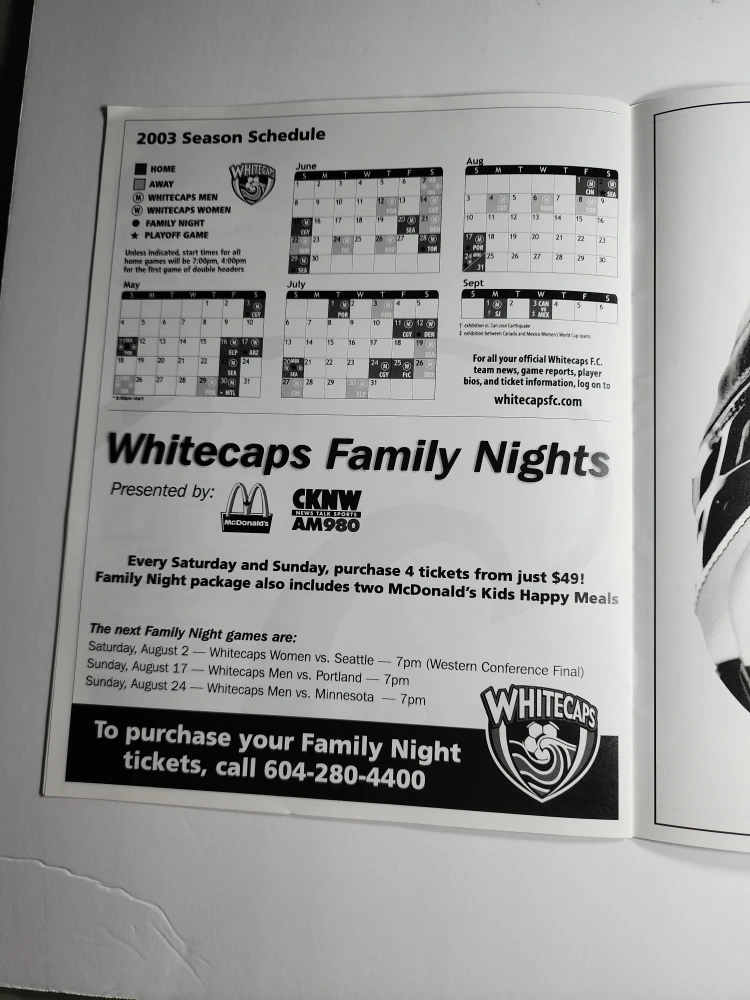 Vancouver Whitecaps 2003 Program - photo 5