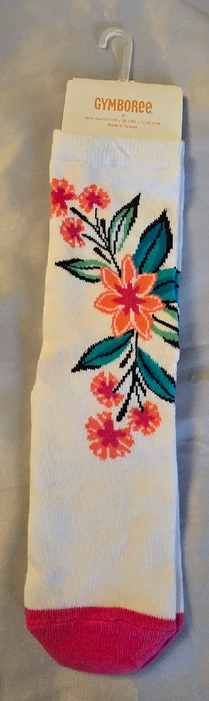 NEW! Gymboree Girl's Floral Socks! Shoe Size 13 - 2 Youth thumbnail