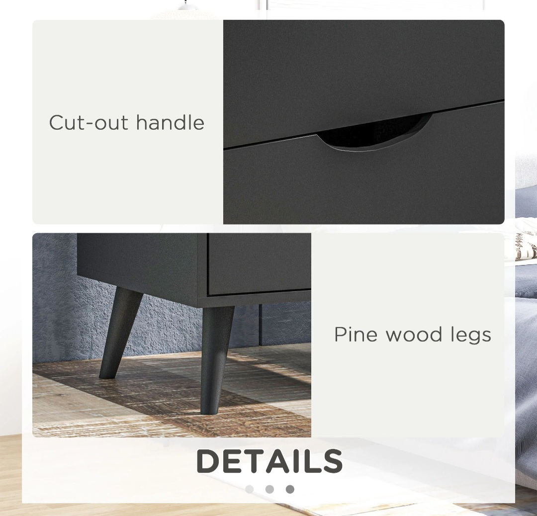 Black 2-Drawer Nightstand - photo 4