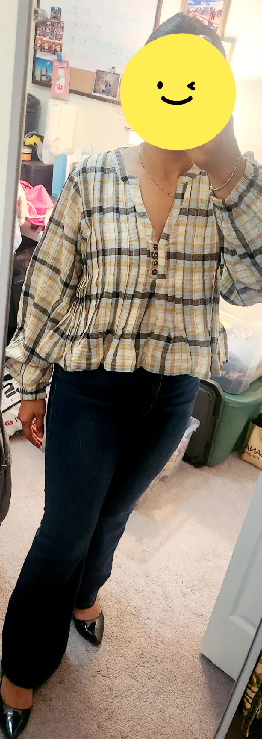 Anthropologie Pilcro Plaid Pleated Swing Blouse image indicator(6)