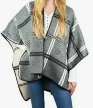 New Chaps Women's Wrap Ruana Plaid One Size image indicator(2)