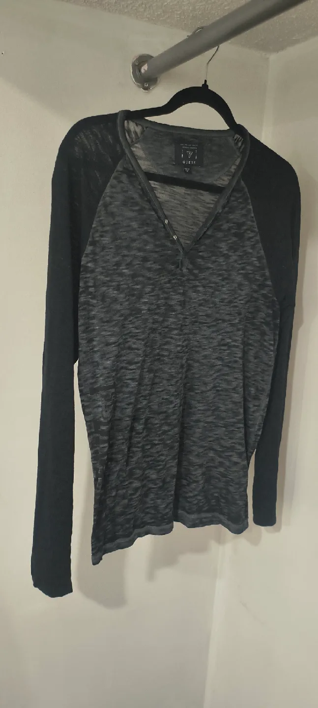 Guess Men's Long Sleeve Henley - Size Large thumbnail