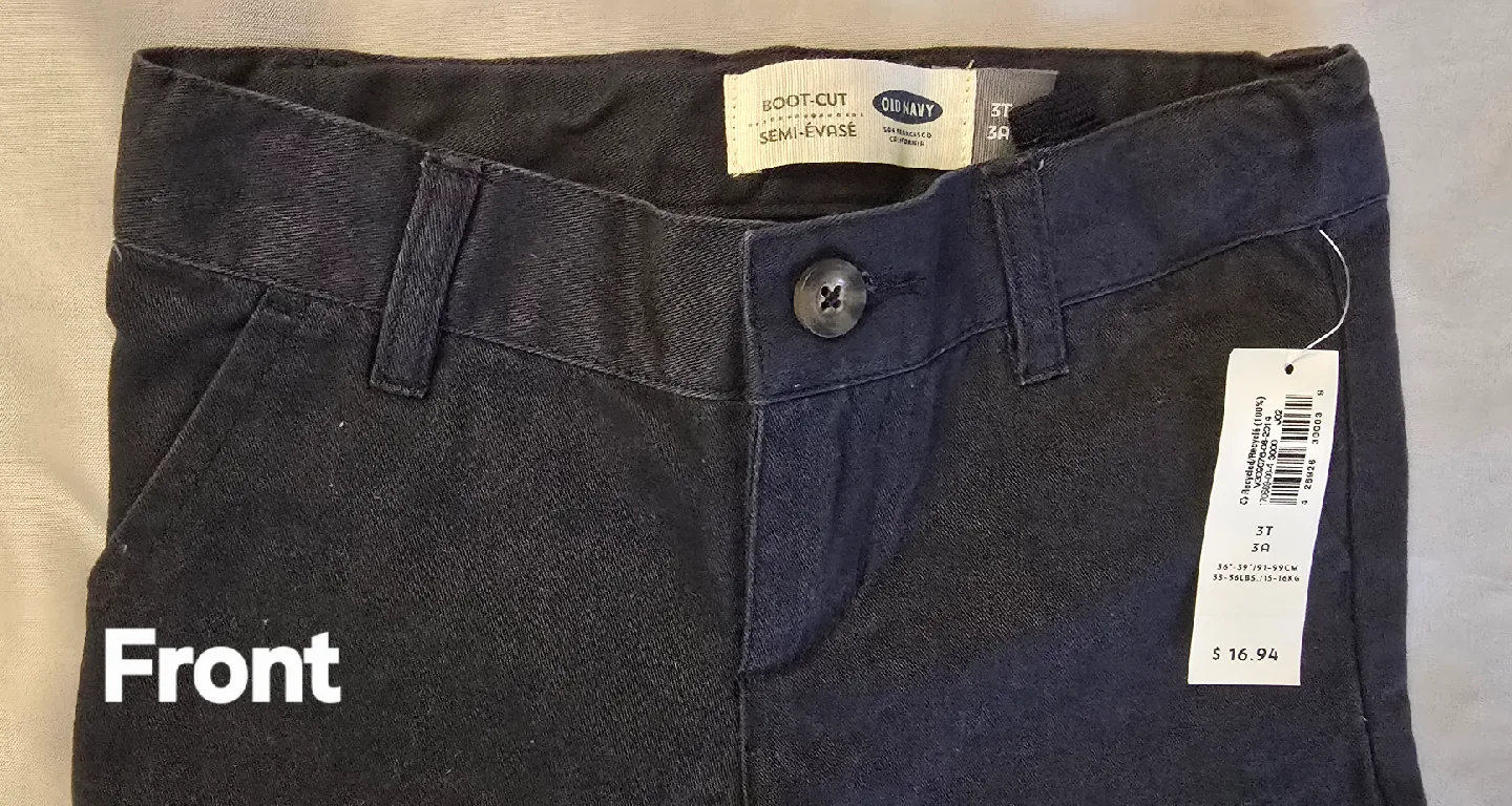 NEW! Girls Blue Old Navy Boot Cut Uniform Khaki Pants - Size 3T image indicator(2)