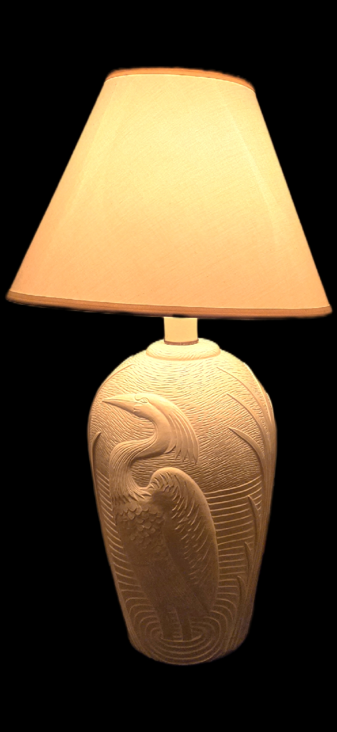 Vintage 1970s Dayle Rushall Palm Beach Heron Coastal Lamp.  - photo 4
