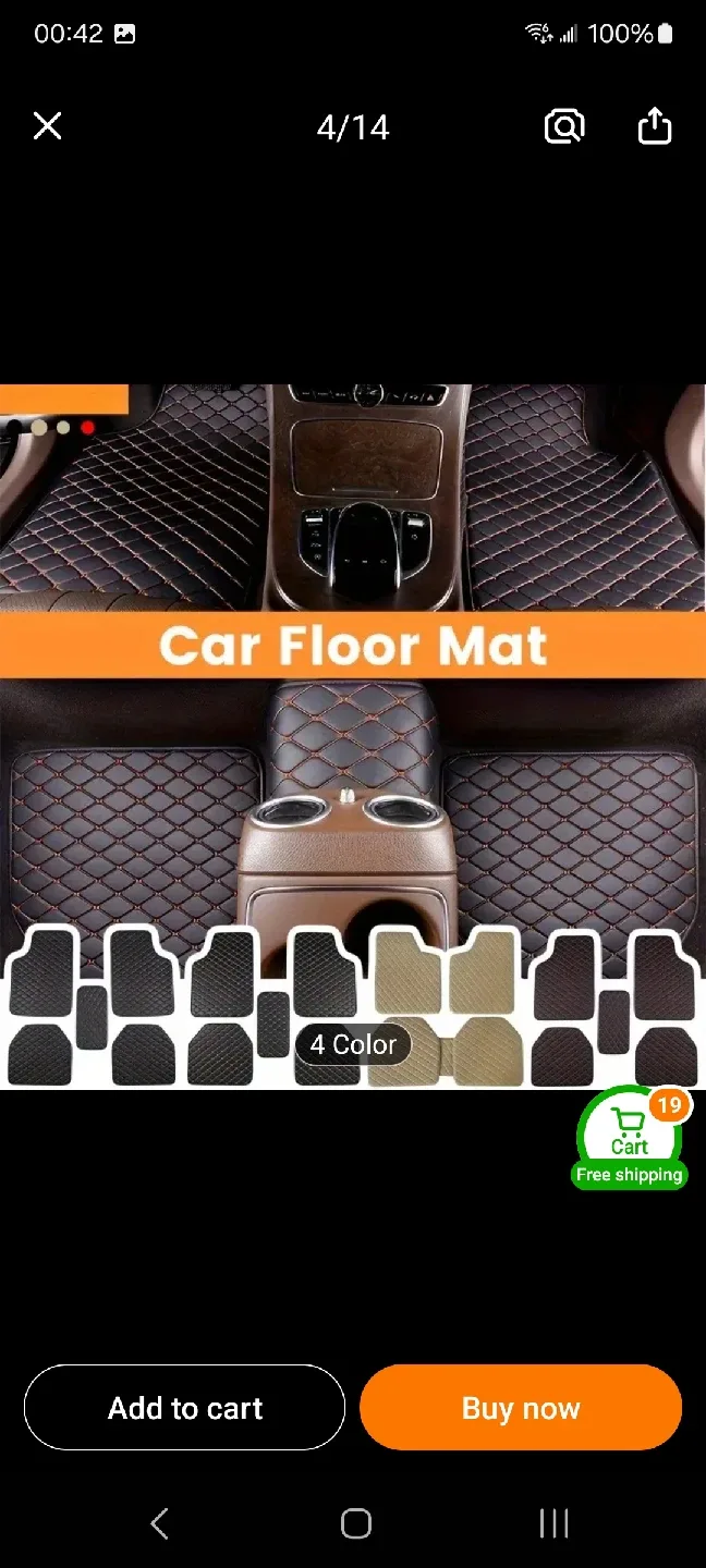 Universal Car Floor Mats - Black with Red Stitching image indicator(5)