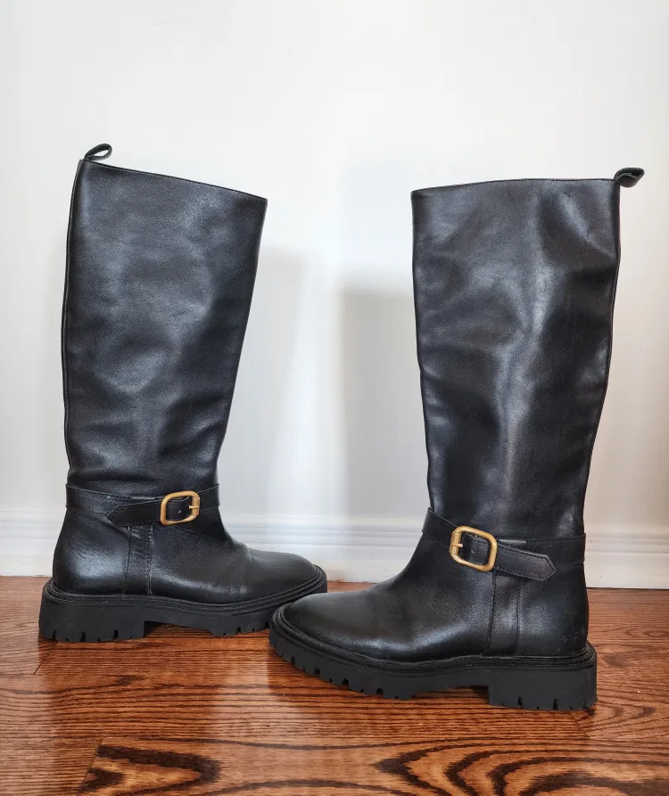 ZARA Size 8 Eu39 Black Knee High Boots - MOVING SALE thumbnail