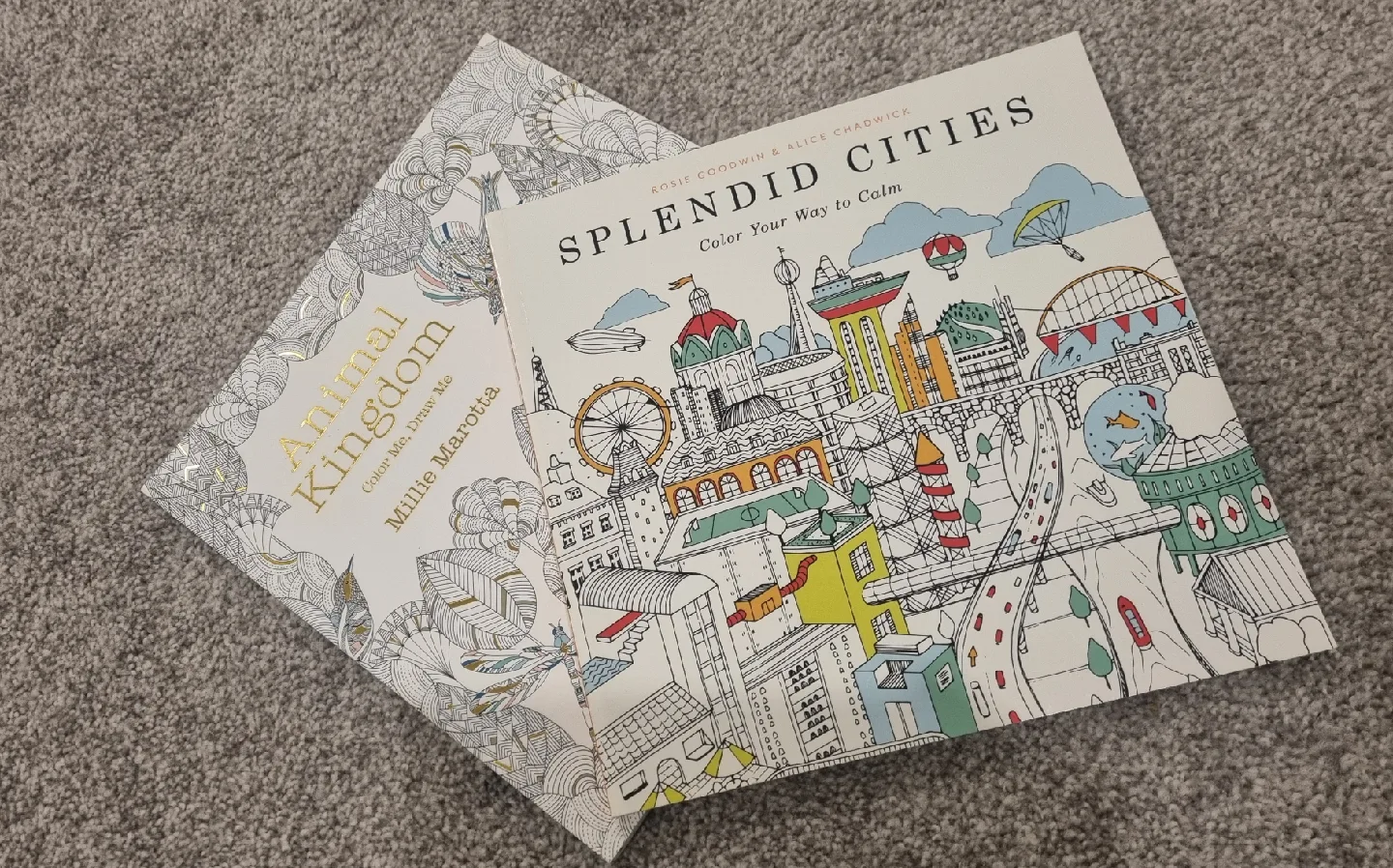 2 adult Colouring Books: Animal Kingdom & Splendid Cities thumbnail