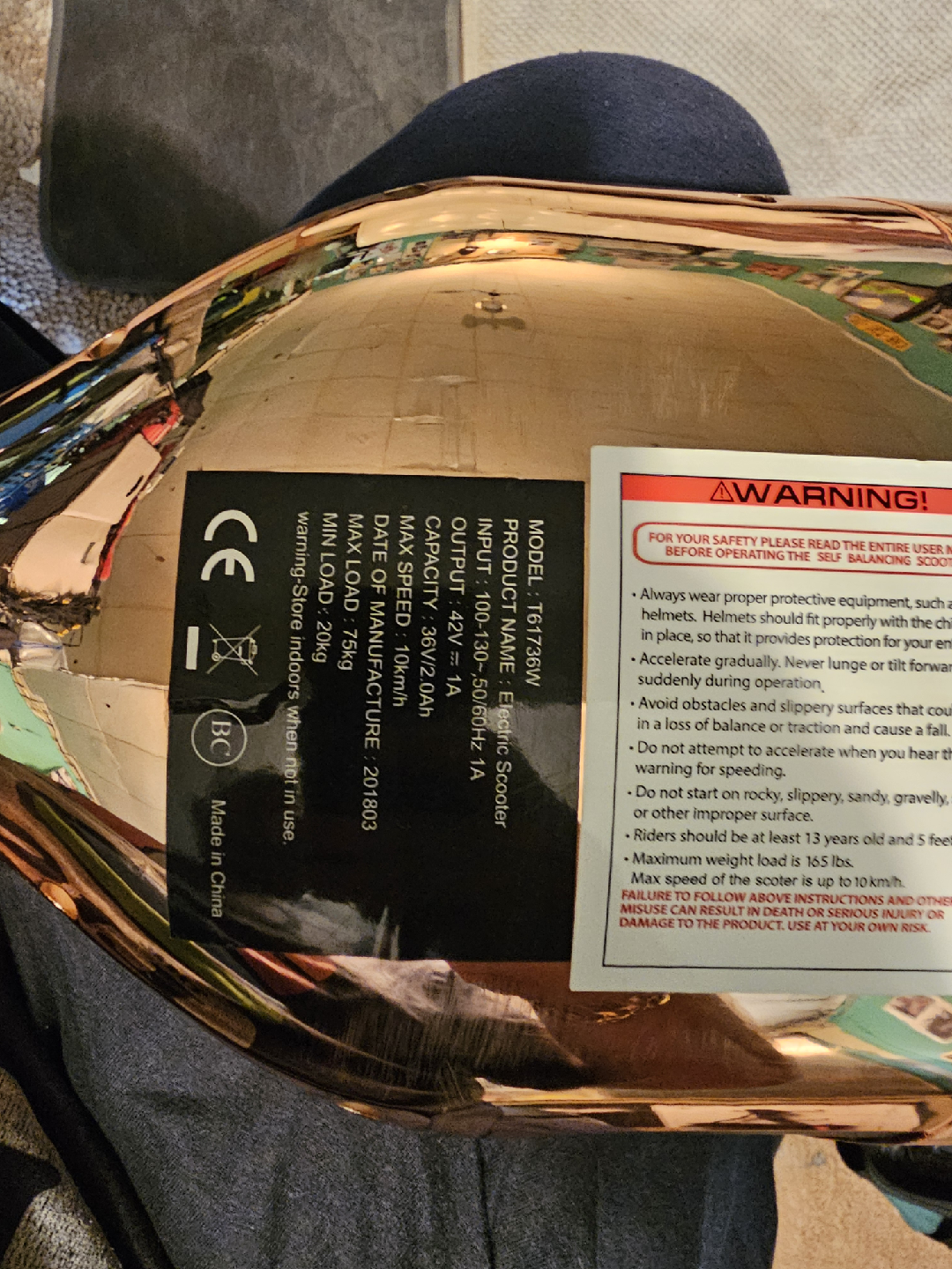 T61736W Electric Scooter - Copper No power  cord - photo 5