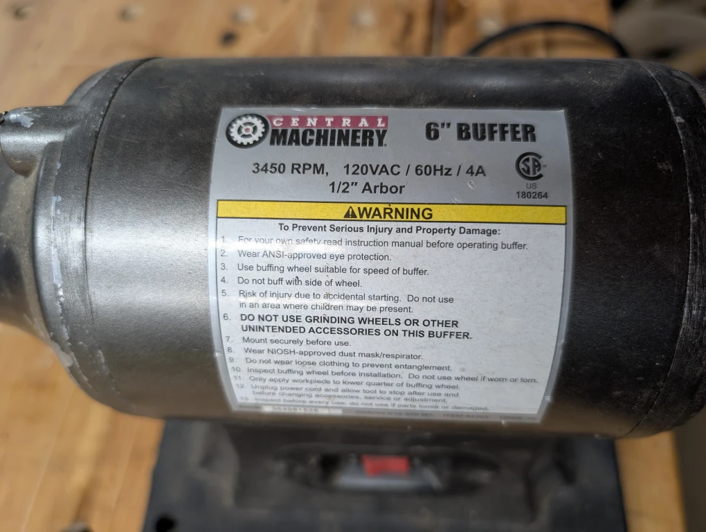 Central Machinery 6" Bench Buffer - photo 2