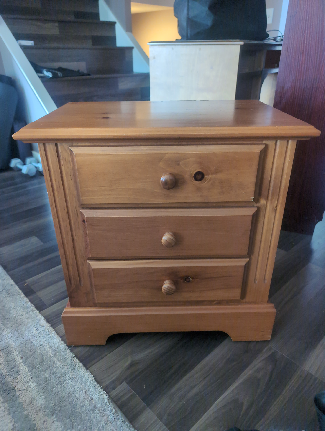 Wooden 3-Drawer Nightstand