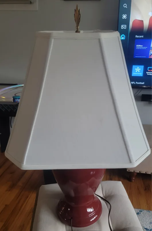 Red Ceramic Table Lamp with White Shade image indicator(2)