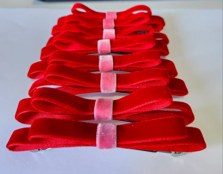 Red Velvet Bow Hair Clips -  8 set for $10