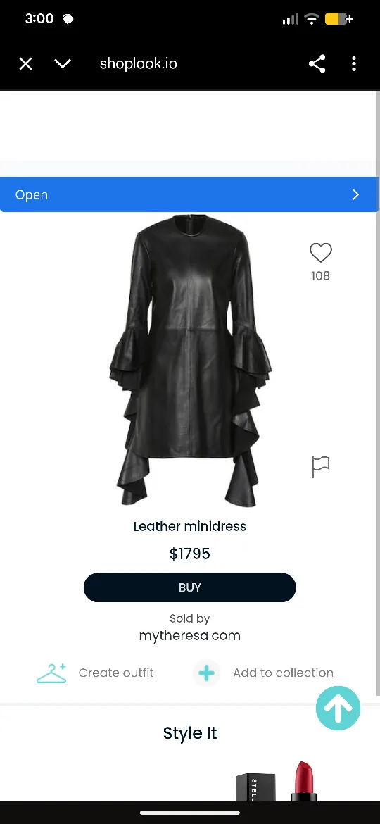 Ellery Lambskin Black Mini Dress - Size S