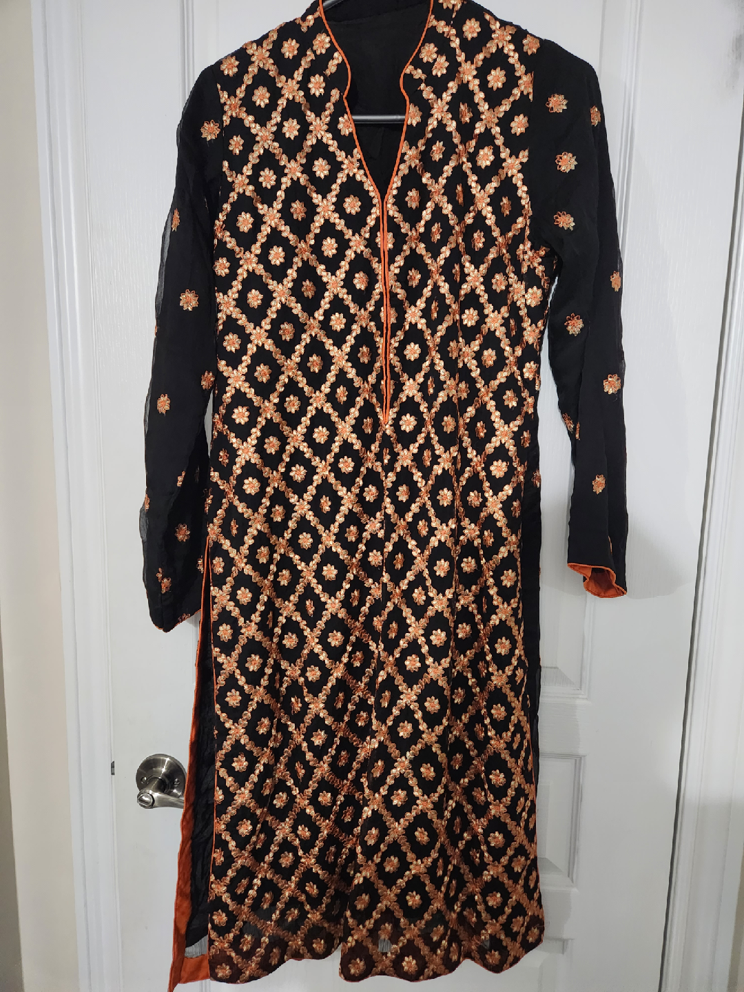 Black & Gold Embroidered Shalwar Kameez