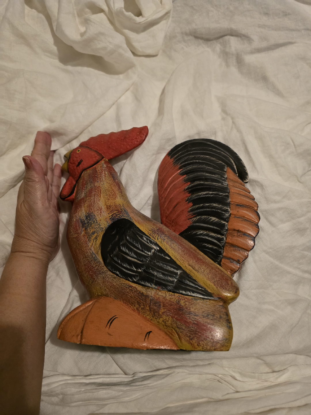 Huge Wooden Rooster Decoration Folk Lucky CHARM - photo 2