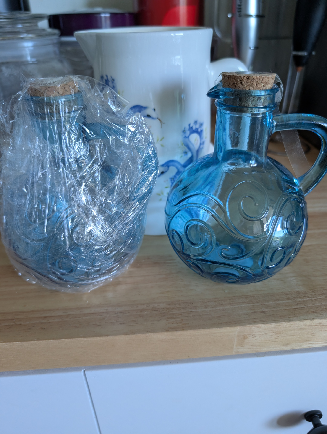 Blue Glass Oil/Vinegar Cruet