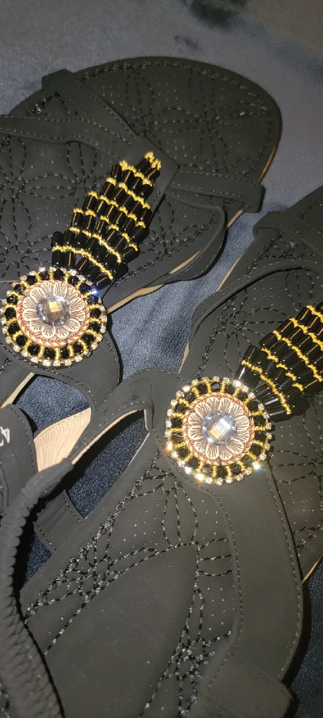Black Beaded Sandals - Size 42 image indicator(2)