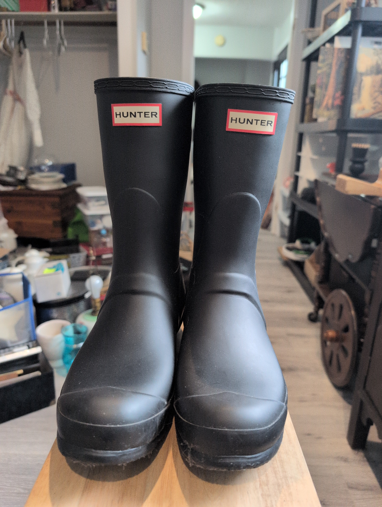 Hunter Black Rain Boots, Size 10