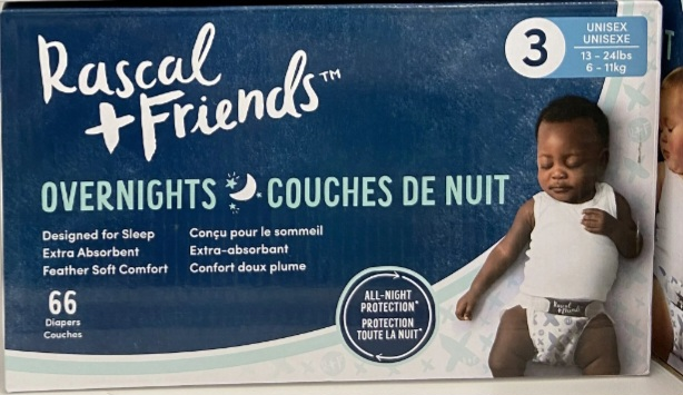 Rascal + Friends Overnights Size 3 (66 diapers)