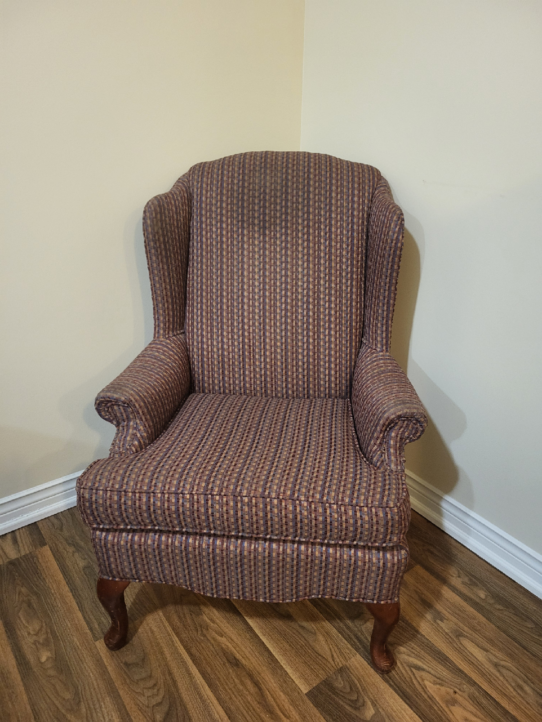Wingback Armchair - Brown Patterned Fabric