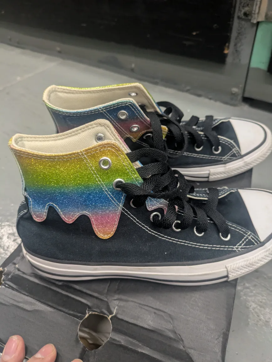 Converse Chuck Taylor All Star High Top Rainbow Drip Size 6 image indicator(3)