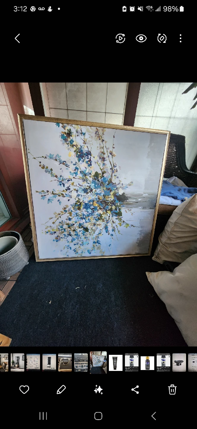 Floral Wall Art with Gold Frame