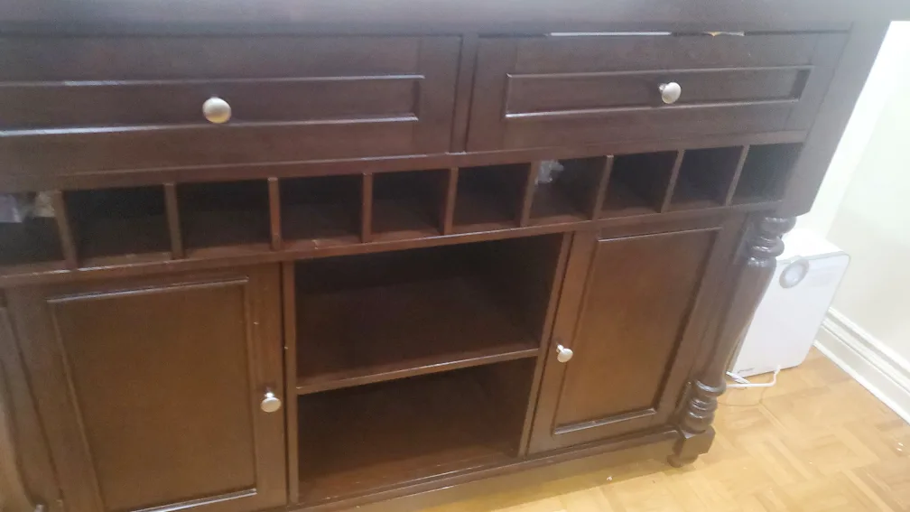 Dark Brown Wooden Sideboard with Wine Rack thumbnail