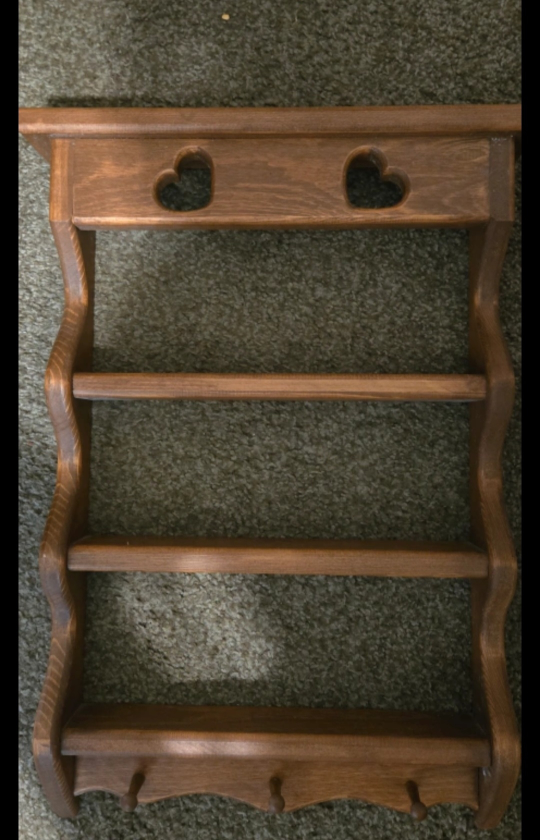 Wooden Wall Shelf with Heart Cutouts - photo 2