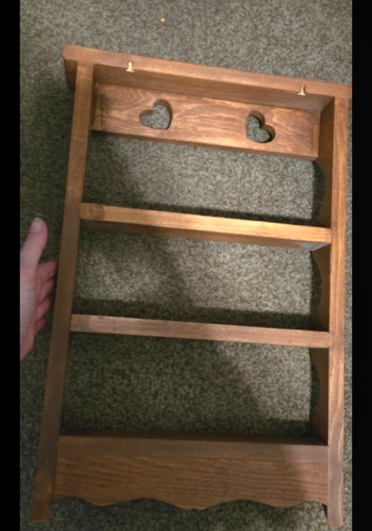 Wooden Wall Shelf with Heart Cutouts - photo 3