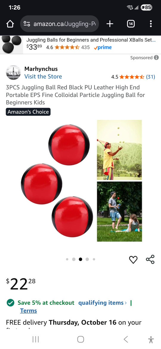 3PCS Juggling Balls Red & Black - photo 3