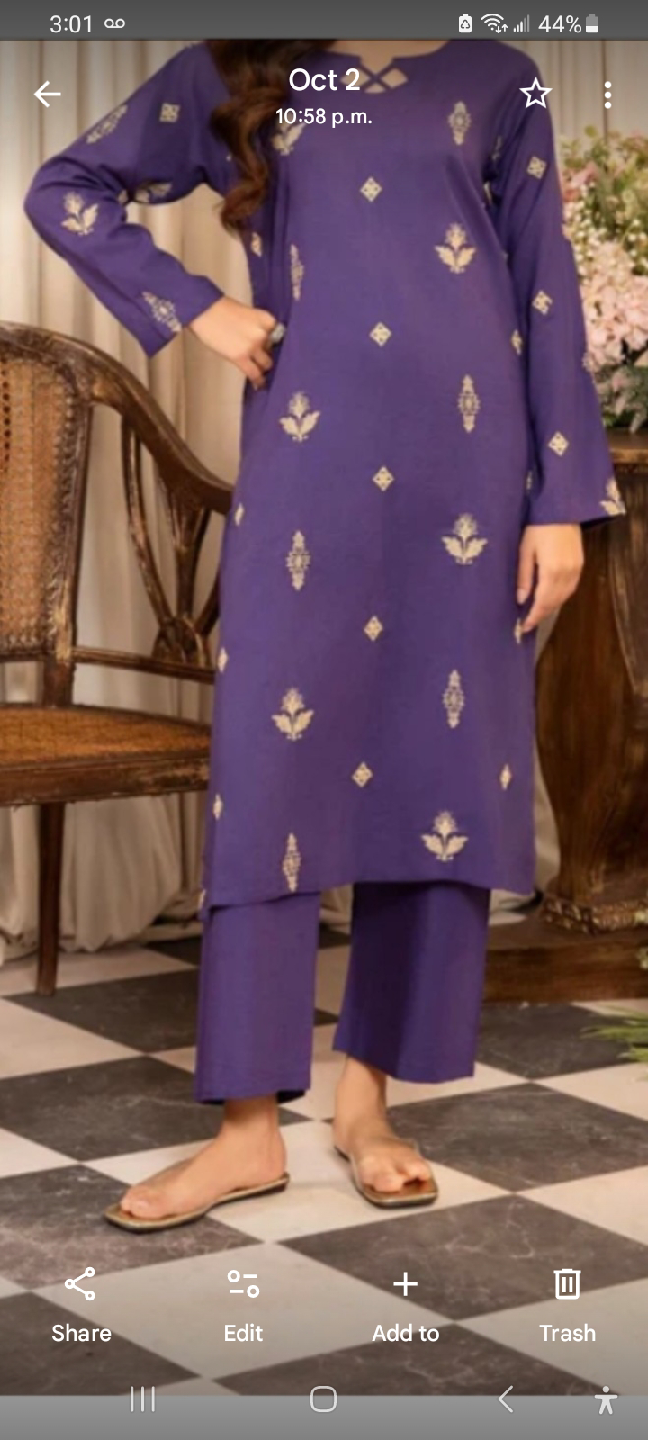 Purple Embroidered Shalwar Kameez