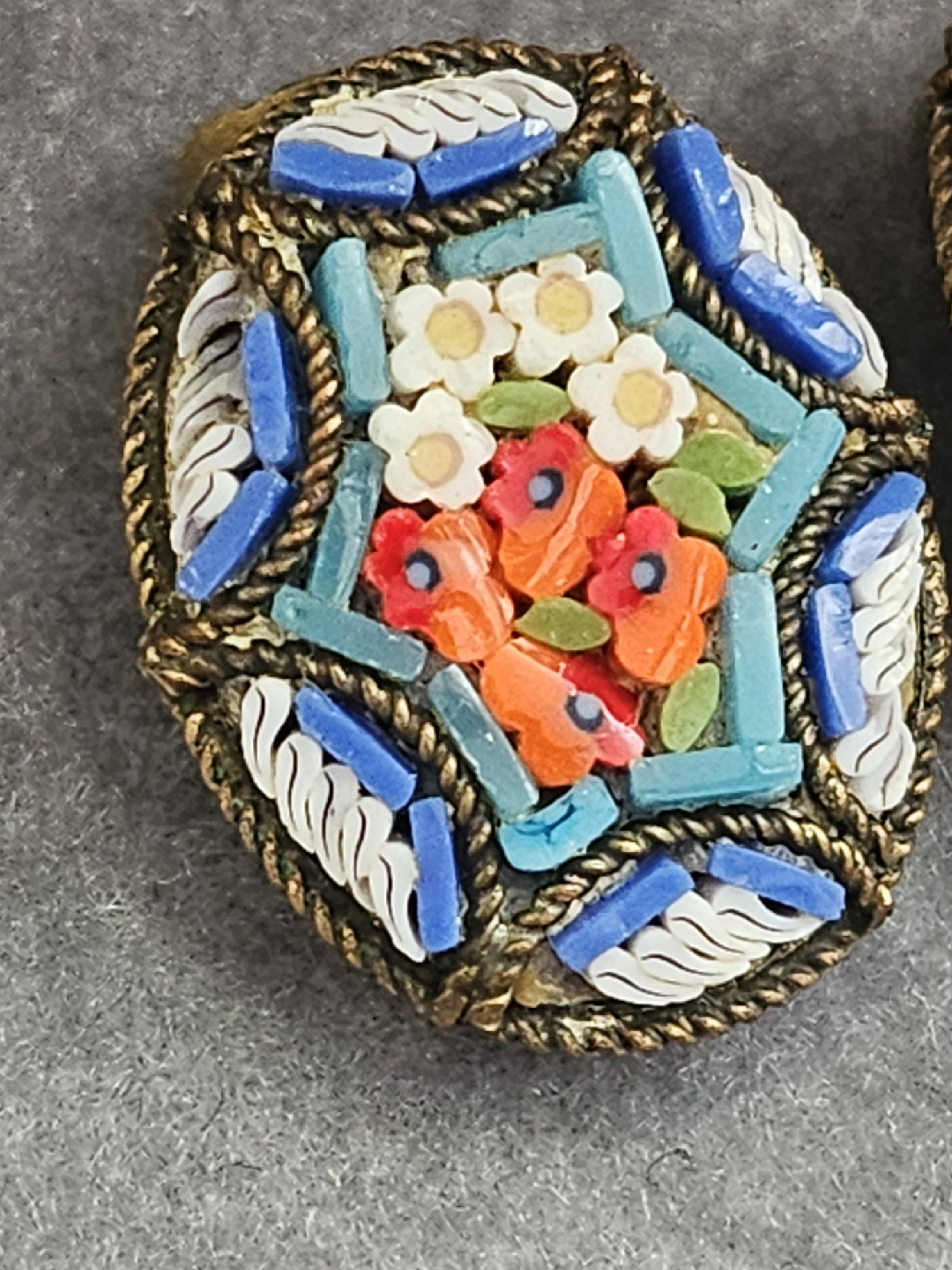Vintage Mosaic Clip-on Earrings - photo 2