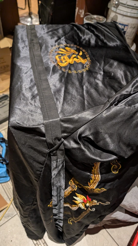 Kimono noir avec broderie de dragon - photo 3