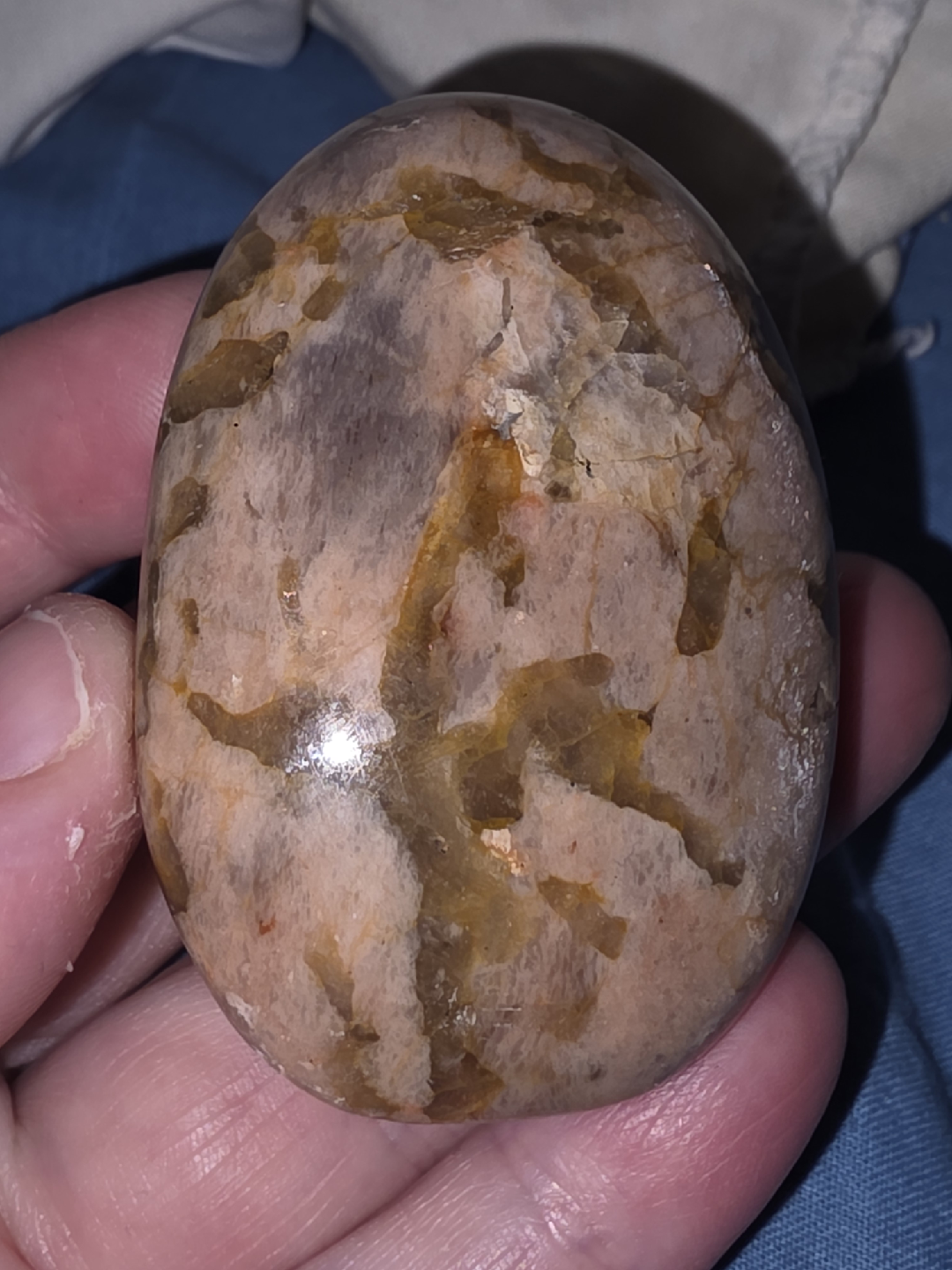 2.5 inch peach moonstone palmstone